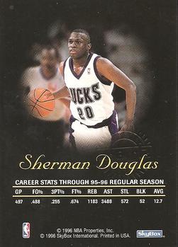 1996-97 SkyBox Premium - Autographics Black Ink #NNO Sherman Douglas Back