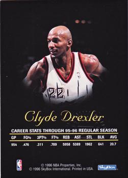 1996-97 SkyBox Premium - Autographics Black Ink #NNO Clyde Drexler Back