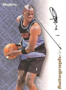 1996-97 SkyBox Premium - Autographics Black Ink #NNO Tyrone Hill Front