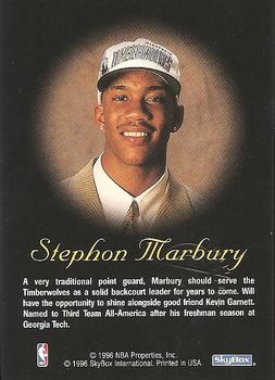 1996-97 SkyBox Premium - Autographics Black Ink #NNO Stephon Marbury Back