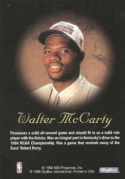 1996-97 SkyBox Premium - Autographics Black Ink #NNO Walter McCarty Back