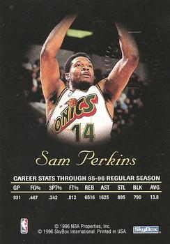 1996-97 SkyBox Premium - Autographics Black Ink #NNO Sam Perkins Back