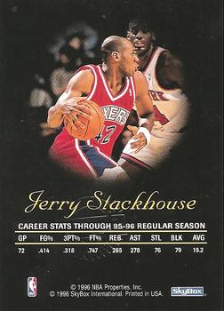 1996-97 SkyBox Premium - Autographics Black Ink #NNO Jerry Stackhouse Back