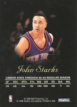 1996-97 SkyBox Premium - Autographics Black Ink #NNO John Starks Back