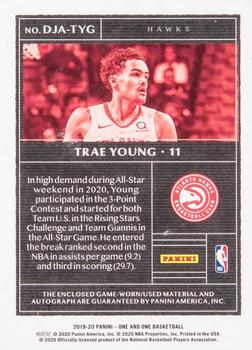 2019-20 Panini One and One - Dual Jersey Autographs Gold #DJA-TYG Trae Young Back