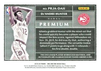 2019-20 Panini One and One - Premium Rookie Jersey Autographs Gold #PRJA-DAH De'Andre Hunter Back