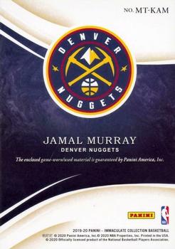 2019-20 Panini Immaculate Collection - Materials #MT-KAM Jamal Murray Back
