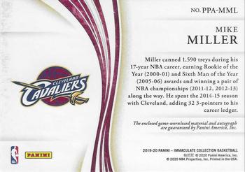 2019-20 Panini Immaculate Collection - Premium Patch Autographs #PPA-MML Mike Miller Back
