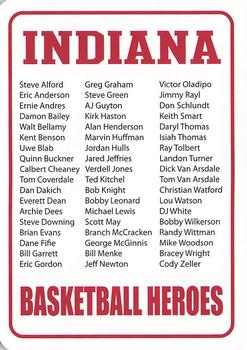 2014 Hero Decks Indiana Hoosiers Basketball Heroes Playing Cards #NNO Checklist Front