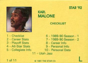 1992 Star Karl Malone - Glossy #1 Karl Malone Back