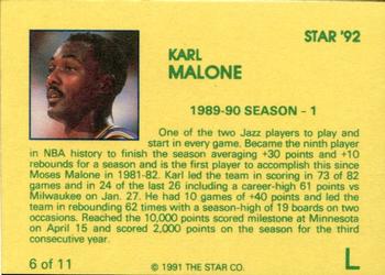 1992 Star Karl Malone - Glossy #6 Karl Malone Back