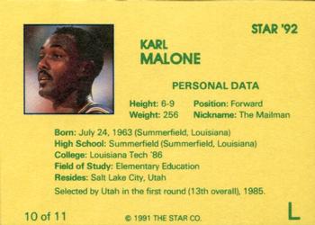 1992 Star Karl Malone - Glossy #10 Karl Malone Back
