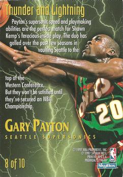 1996-97 SkyBox Premium - Thunder and Lightning #8 Gary Payton Back