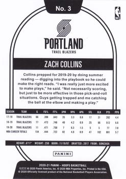 2020-21 Hoops #3 Zach Collins Back