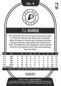 2020-21 Hoops #8 T.J. Warren Back