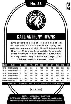 2020-21 Hoops #36 Karl-Anthony Towns Back