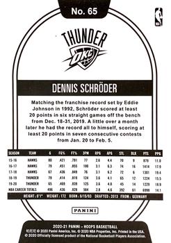 2020-21 Hoops #65 Dennis Schroder Back