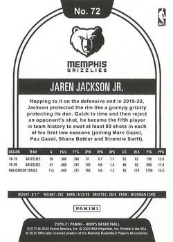 2020-21 Hoops #72 Jaren Jackson Jr. Back
