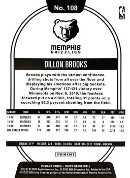 2020-21 Hoops #108 Dillon Brooks Back