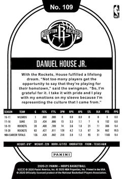 2020-21 Hoops #109 Danuel House Jr. Back