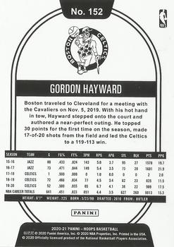 2020-21 Hoops #152 Gordon Hayward Back