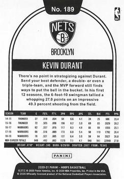 2020-21 Hoops #189 Kevin Durant Back