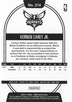 2020-21 Hoops #214 Vernon Carey Jr. Back