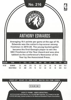 2020-21 Hoops #216 Anthony Edwards Back
