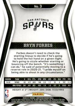 2020-21 Panini Certified #3 Bryn Forbes Back