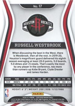 2020-21 Panini Certified #17 Russell Westbrook Back