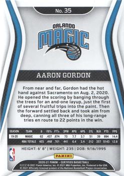 2020-21 Panini Certified #35 Aaron Gordon Back