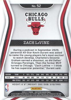 2020-21 Panini Certified #52 Zach LaVine Back