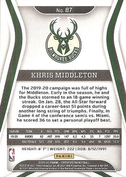 2020-21 Panini Certified #87 Khris Middleton Back