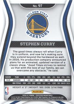 2020-21 Panini Certified #97 Stephen Curry Back