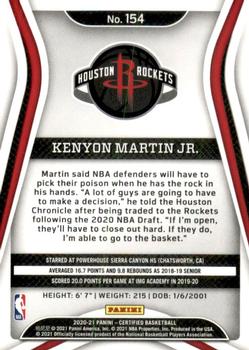 2020-21 Panini Certified #154 Kenyon Martin Jr. Back