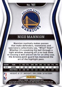 2020-21 Panini Certified #161 Nico Mannion Back