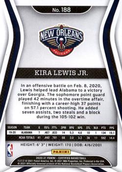 2020-21 Panini Certified #188 Kira Lewis Jr. Back