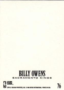 1996-97 SkyBox Z-Force - Z-Cling #76 Billy Owens Back