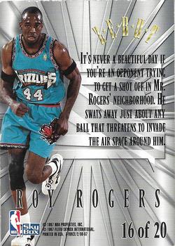 1996-97 SkyBox Z-Force - Zebut #16 Roy Rogers Back