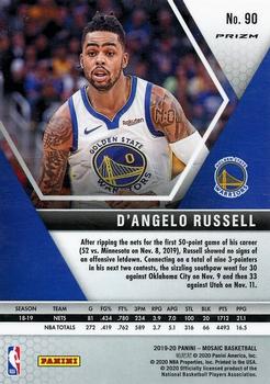2019-20 Panini Mosaic - Red Wave Prizm #90 D'Angelo Russell Back