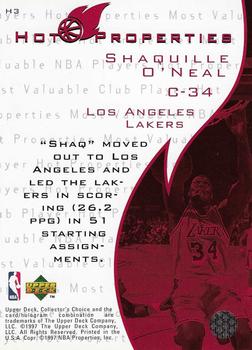 1997-98 Collector's Choice - Hot Properties 3x5 #H3 Shaquille O'Neal Back