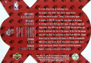 1996-97 SP - SPx Force #F5 Michael Jordan / Anfernee Hardaway / Shawn Kemp / Damon Stoudamire Back