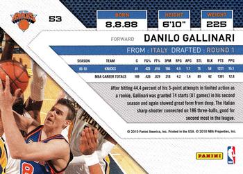 2010-11 Panini Threads #53 Danilo Gallinari  Back