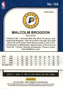 2019-20 Hoops Premium Stock - Prizms Silver Mojo #104 Malcolm Brogdon Back