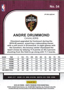2019-20 Hoops Premium Stock - Prizms Silver #54 Andre Drummond Back