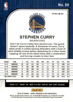 2019-20 Hoops Premium Stock - Prizms Silver #59 Stephen Curry Back