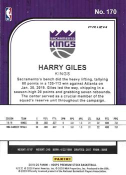 2019-20 Hoops Premium Stock - Prizms Silver #170 Harry Giles III Back