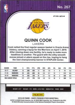 2019-20 Hoops Premium Stock - Prizms Silver #267 Quinn Cook Back