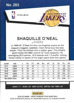 2019-20 Hoops Premium Stock - Prizms Silver #283 Shaquille O'Neal Back