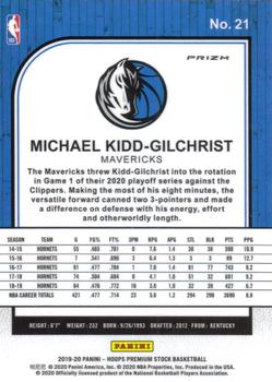 2019-20 Hoops Premium Stock - Prizms Blue #21 Michael Kidd-Gilchrist Back